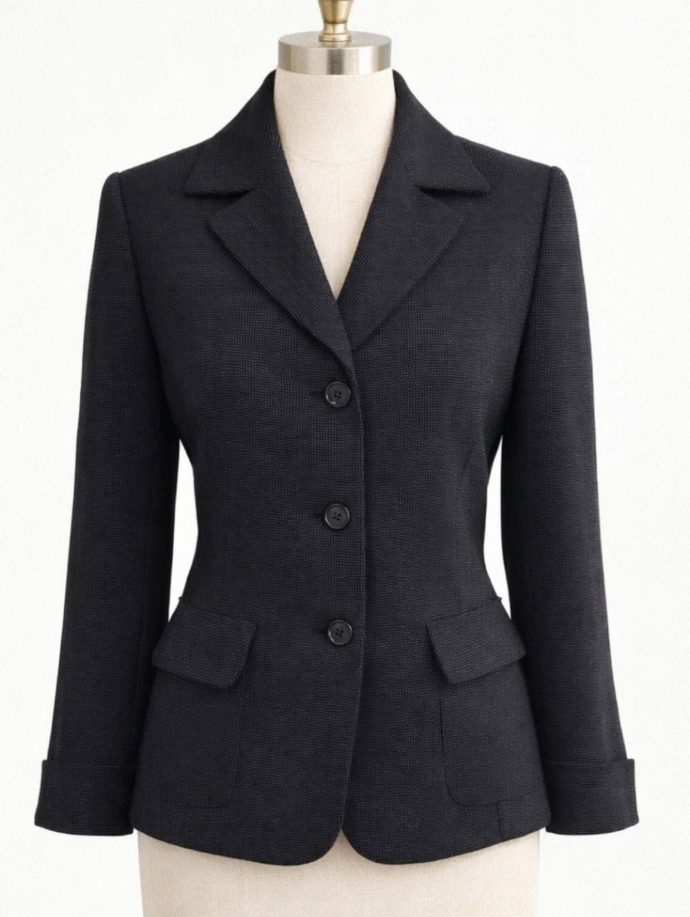 LE SUIT Black Subtle Woven Pattern Tailored Blazer Jacket • Size 6P